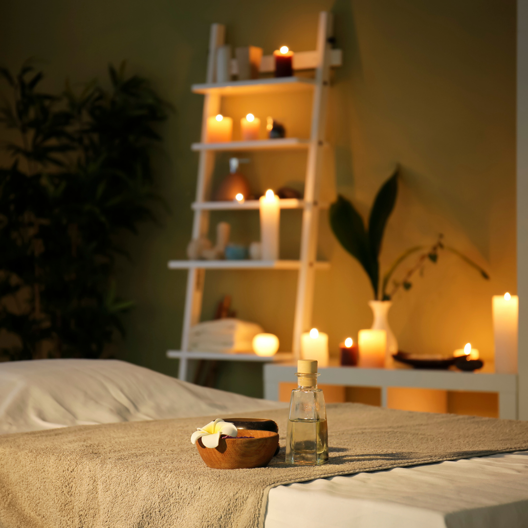 A comforting massage room designed for holistic male massage.